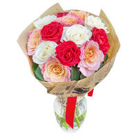 Bouquet of mixed color roses Merry Greetings