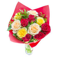 Bouquet of mixed color roses Colorful Surprise