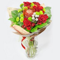 Bright bouquet in red colours Interesting